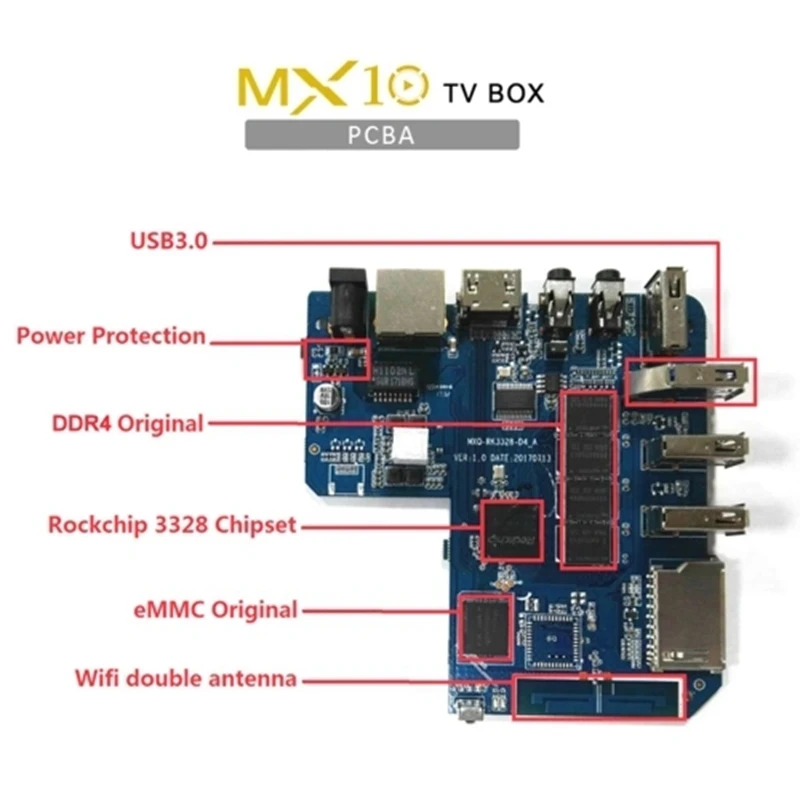 ТВ приставка Mx10 Android 8 1 4 ГБ/64 Гб 3D 4K Поддержка Rk3328 Cpu/Usb 3
