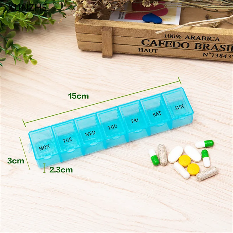 XUNZHE Transparent Medicine Container One Week 7 Days Pill Box Drugs Classify Storage Portable Travel Capsules Seal Holder | Дом и сад