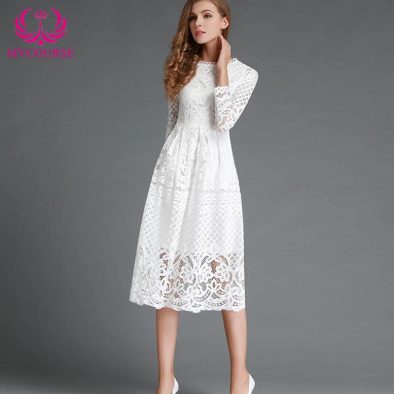 MYCOURSE новинка 2017 летнее модное открытое элегантное кружевное вечернее платье