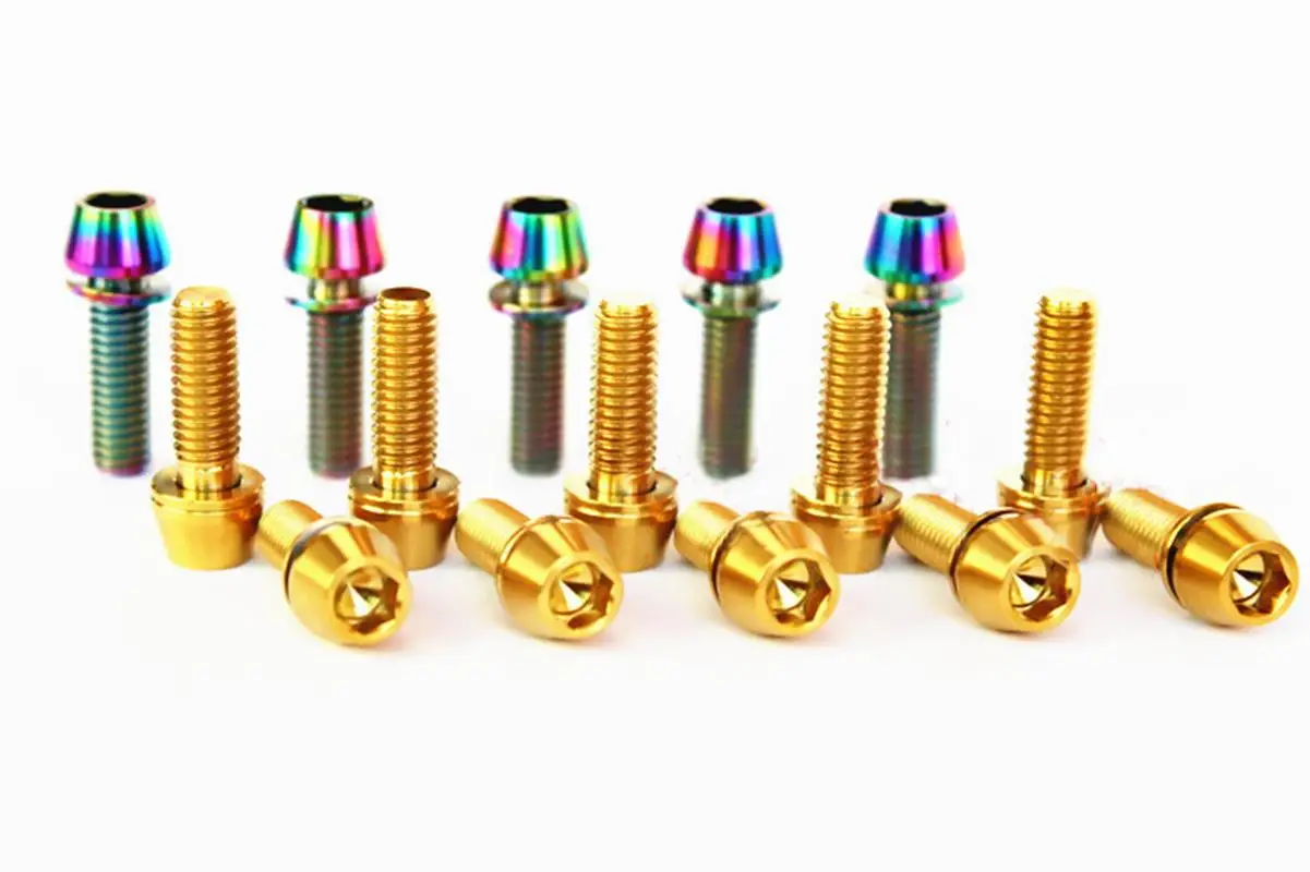 4PCS M5*0.8 Length 16/18/20mm GR5 Titanium Bike Stem Screws Bolts Taper Head With Washer | Строительство и ремонт