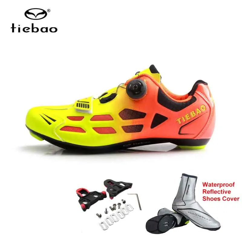 orange cover cleats Tiebao/Мужская и женская обувь для велоспорта; обувь для шоссейного велосипеда; дышащая обувь для езды на велосипеде; кроссовки; спортивная обувь - Цвет: orange cover cleats