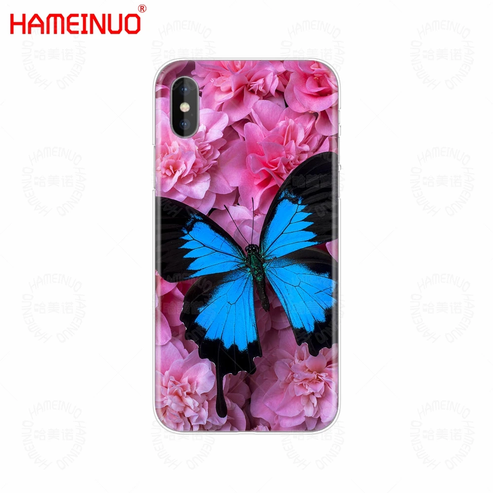 HAMEINUO красивые цветы, бабочка в голубом цвете для мобильного телефона чехол для iphone X, 8, 7, 6, 4 4S 5 5S SE 5c 6s плюс - Цвет: 40919