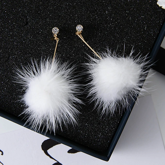 Anise новые норковые меховые длинные серьги шарики преувеличенная имитация