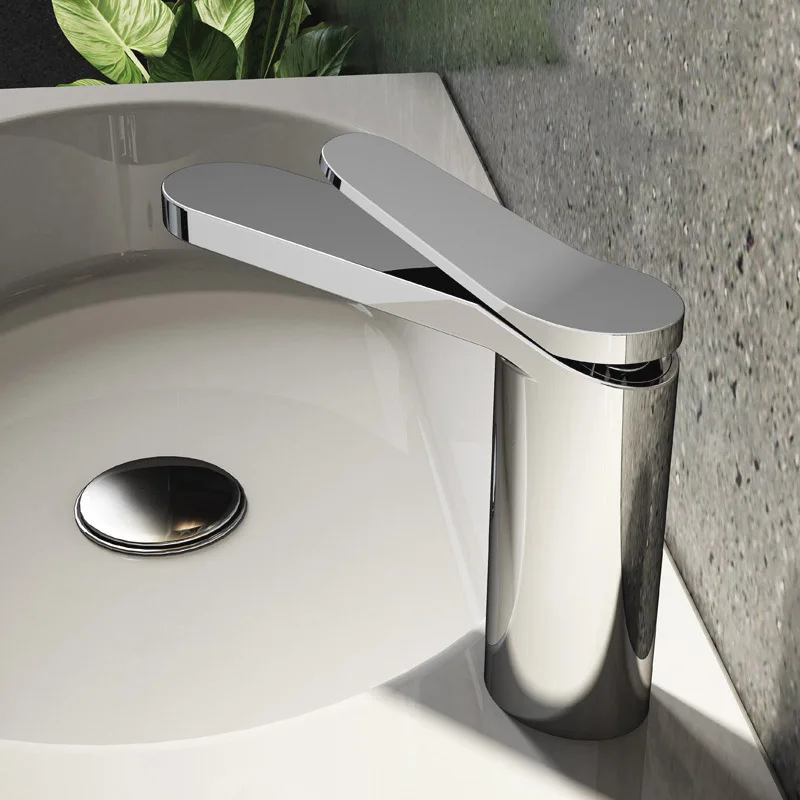 

Bathroom Washbasin Faucet Chrome Plated Black White Paint Brass Cold And Hot Mixer Water Tap