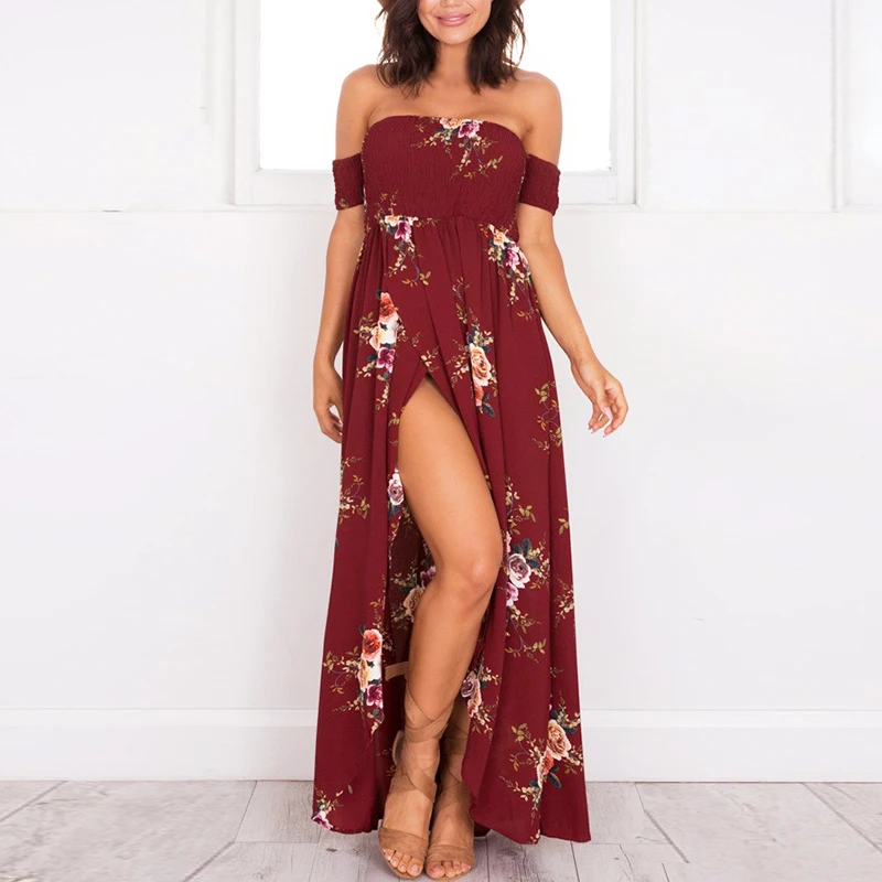 Swing Sundress Vacation Plus Size Dress Floral Off Shoulder Maxi Casual Strapless Holiday Party Cocktail | Женская одежда