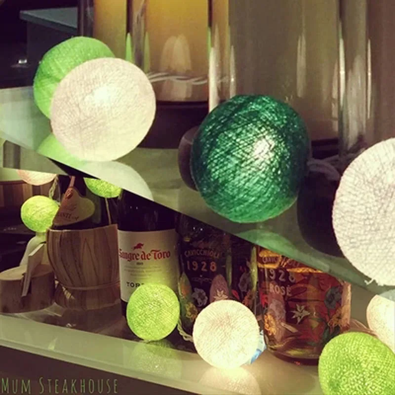 

Светящаяся гирлянда YIMIA с зелеными хлопковыми шариками, праздничная светильник ственская LED лента с 20 светодиодами, уличная гирлянда для де...