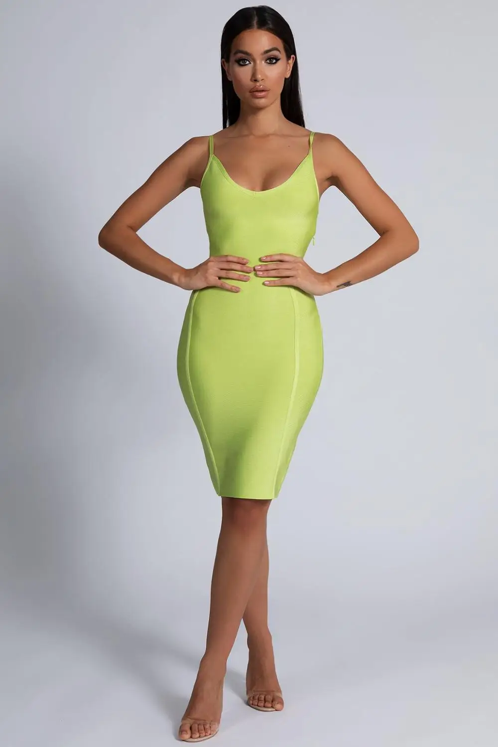 Женское облегающее Бандажное платье Vestidos Verano элегантное зеленое вечернее с