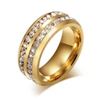 Mprainbow для мужчин 8 мм из нержавеющей стали золотого цвета набор каналов двухрядный кубический цирконий обручальное свадебное кольцо унисекс ювелирные изделия