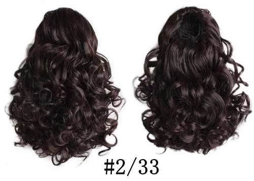 T1B/33 JOY& BEAUTY, черные, коричневые короткие волнистые волосы на 2 клипсах для наращивания, термостойкие синтетические накладные шиньоны, натуральные накладные конский хвост - Цвет: T1B/33