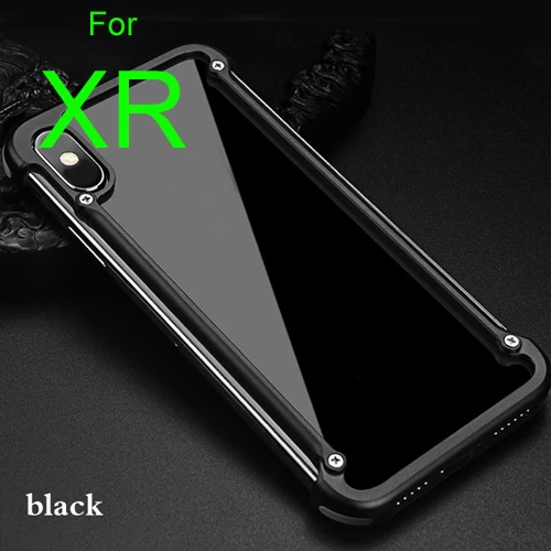 Металлический Utral-Thin Corver бампер чехол для iPhone XR, Простой деловой стиль с выемкой дизайн и силиконовая подушка безопасности - Цвет: black