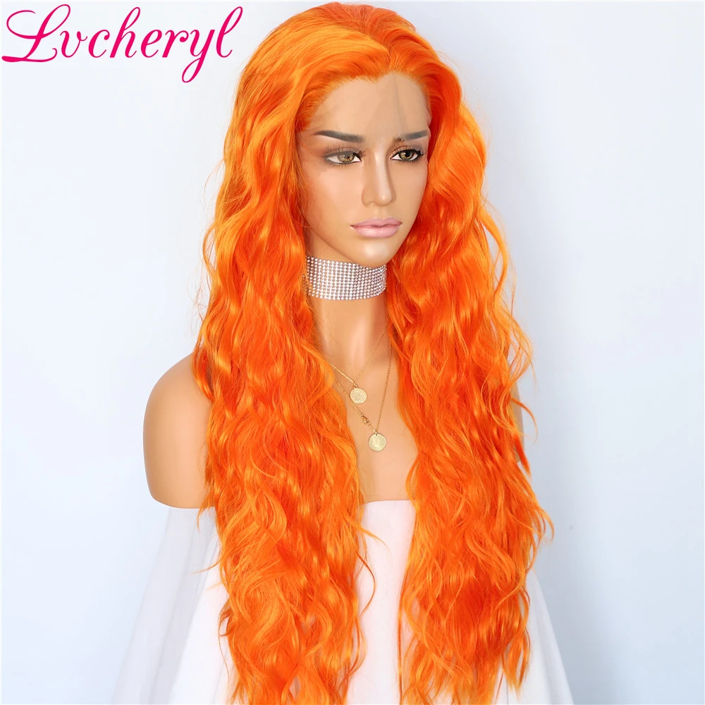 Фото Парики Lvcheryl Pary оранжевого цвета парики с водной волной термостойкие волосы из