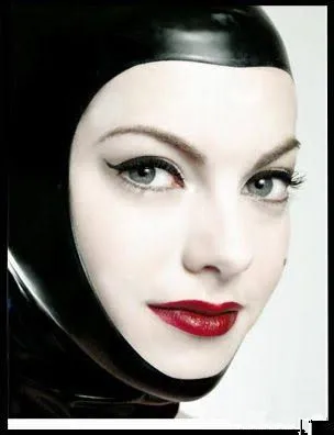 Открытое лицо сексуальный черный латексный капюшон Фетиш маска латексная