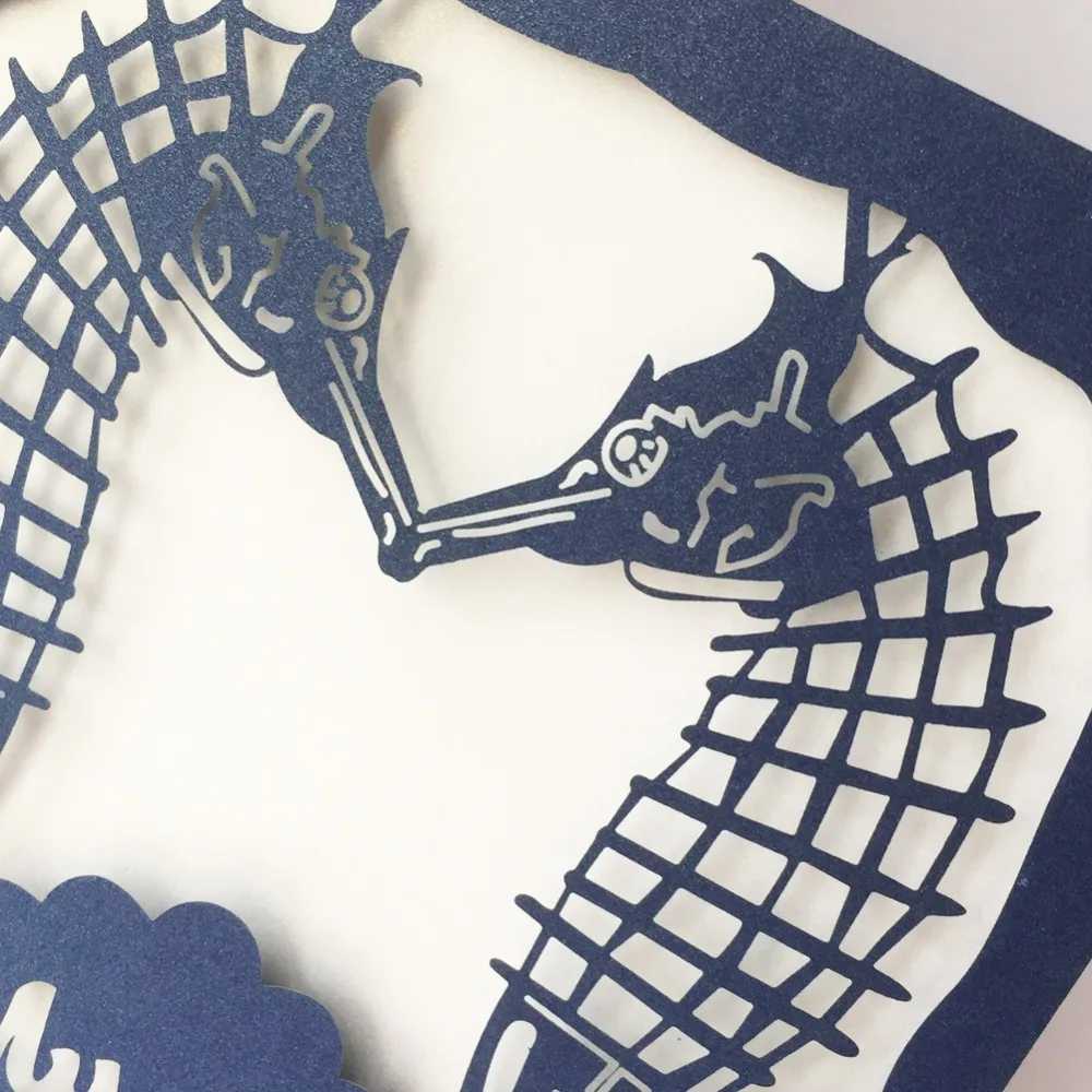 

40Pcs Beach theme Wedding Invitations Cards Seahorse Design Invitations Cards Birthday Party Table Decoration Greeting Cards