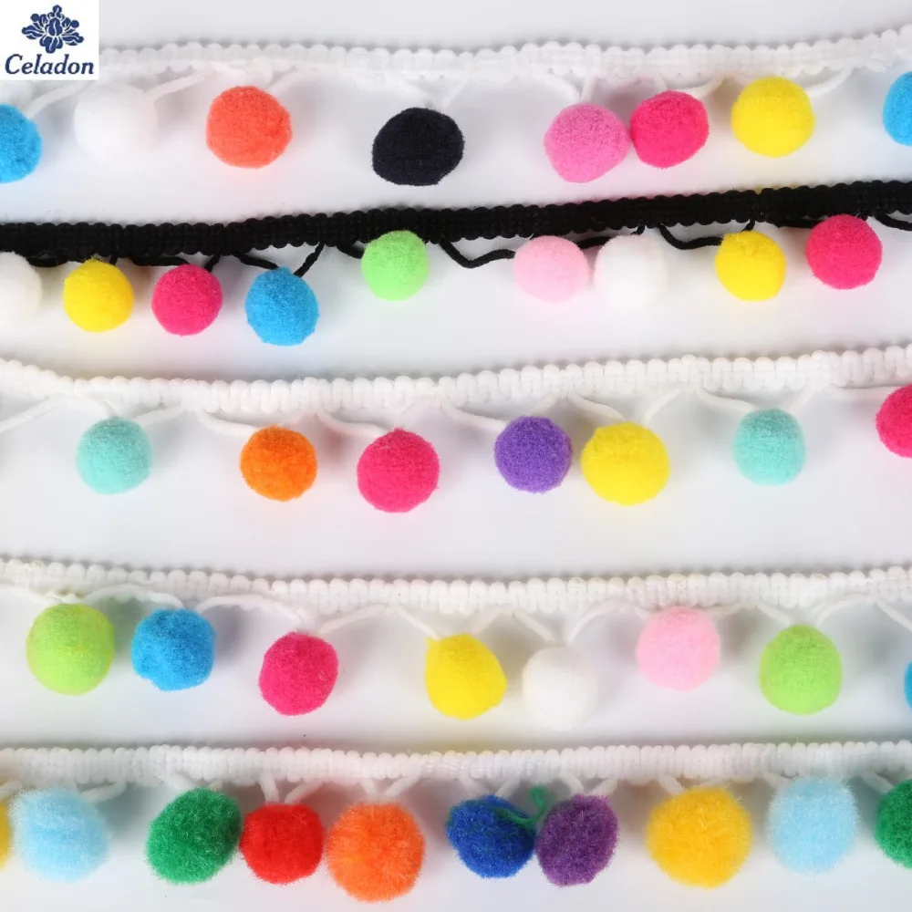 2 ярда 30 мм смешанный цвет кружево с помпонами кисточка помпон отделка шары лента