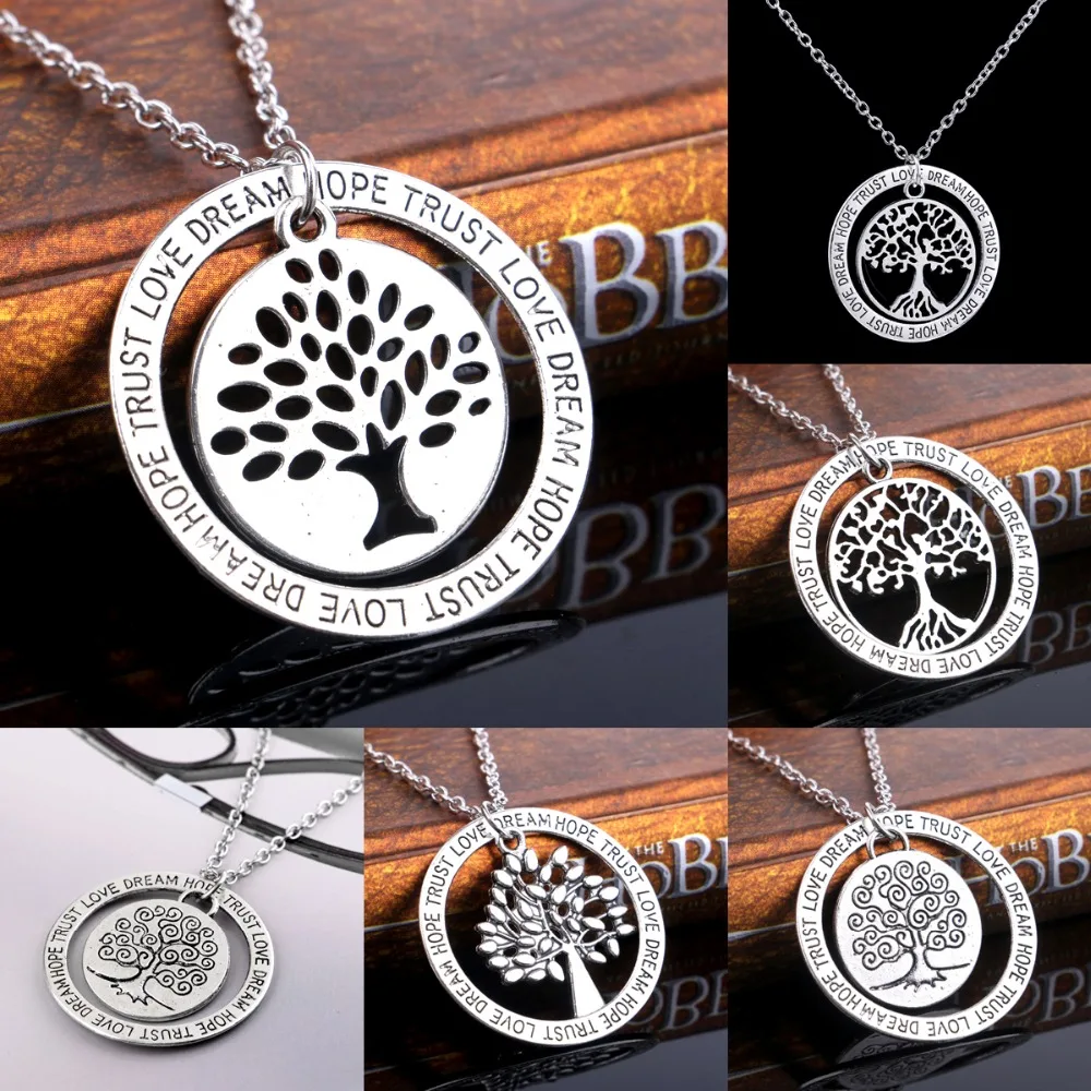 Новейшая подвеска Love Dream Hope Trust Circle Tree Of Life ожерелье для женщин и девушек ювелирные