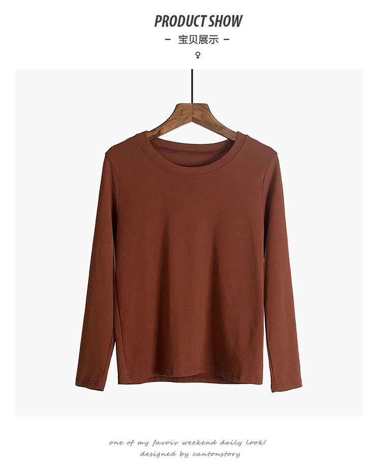 Jielur 5 Solid Color Hipster Long Sleeve Tshirt Women White O Neck Basic Tshirt Feminina Simple Korean Style Vetement Femme