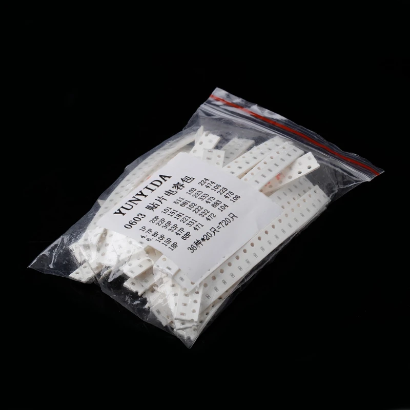 

720 Pcs 1pF~10uF 36 Values 0603 SMD Capacitor Assorted Kit Whosale&Dropship