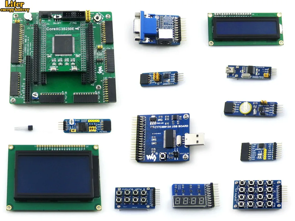 Плата разработки XILINX FPGA Xilinx XC3S250E набор оценочных плат + LCD1602 LCD12864 12 модулей = Open3S250E