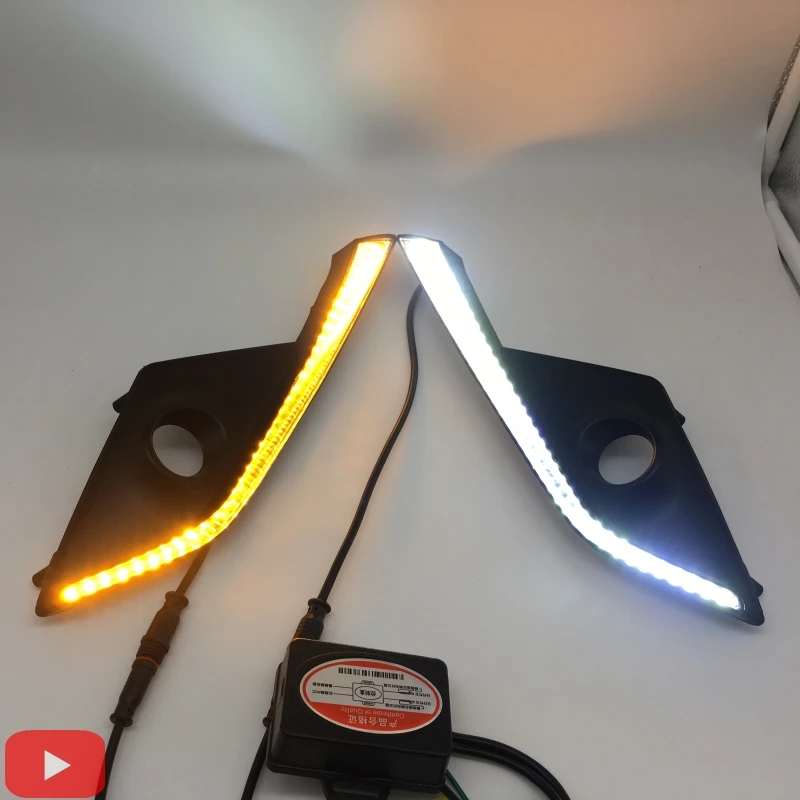 LYQ Yellow Turning Function Waterproof 12v LED DRL Daytime Running Lights with fog lamp hole for Mazda CX-3 CX3 2016 2017 2018