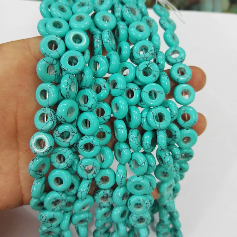 Оптовая продажа 36 шт калаитовый камень круглая форма большое отверстие бусины