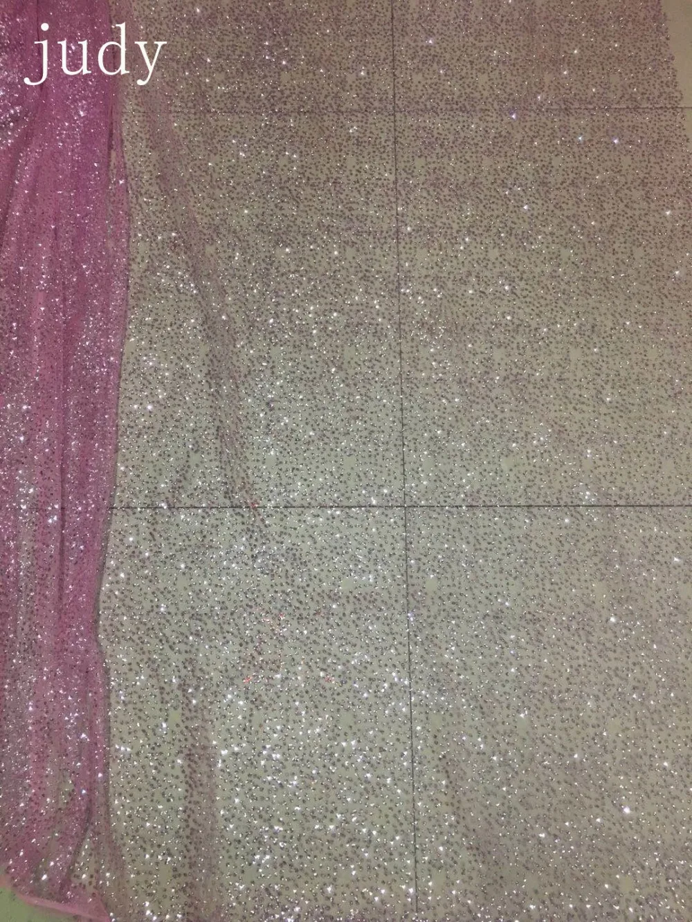 

stock 5yards HL126# Pink glitter powder mesh African style for wedding dress party Christmas Free shipping