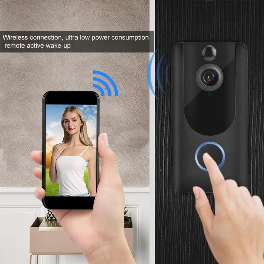 Дверной звонок Wi Fi Водонепроницаемый умный видеодомофон 1080P ночная камера запись
