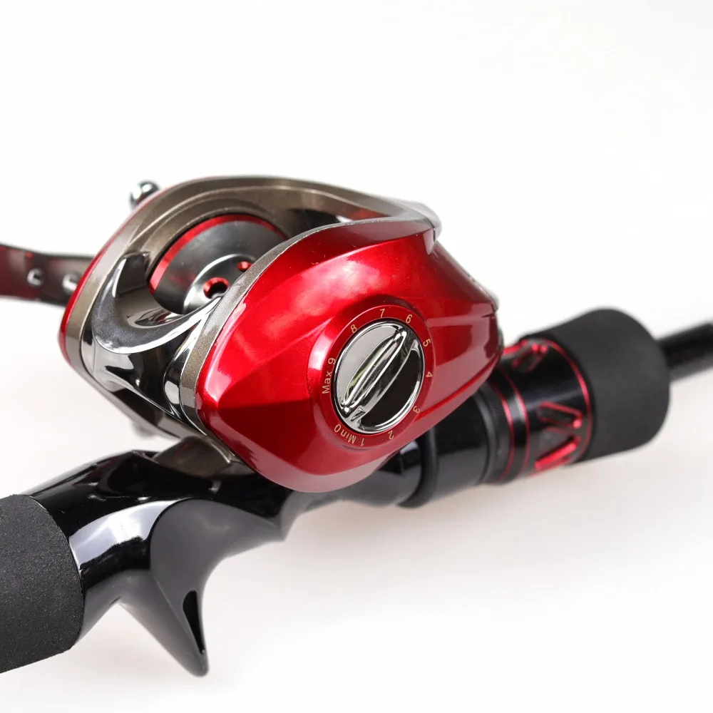 Рыбалка Катушки 2.1 М 46 т угольный стержень Baitcasting Rod 2 секции Set красный приманки