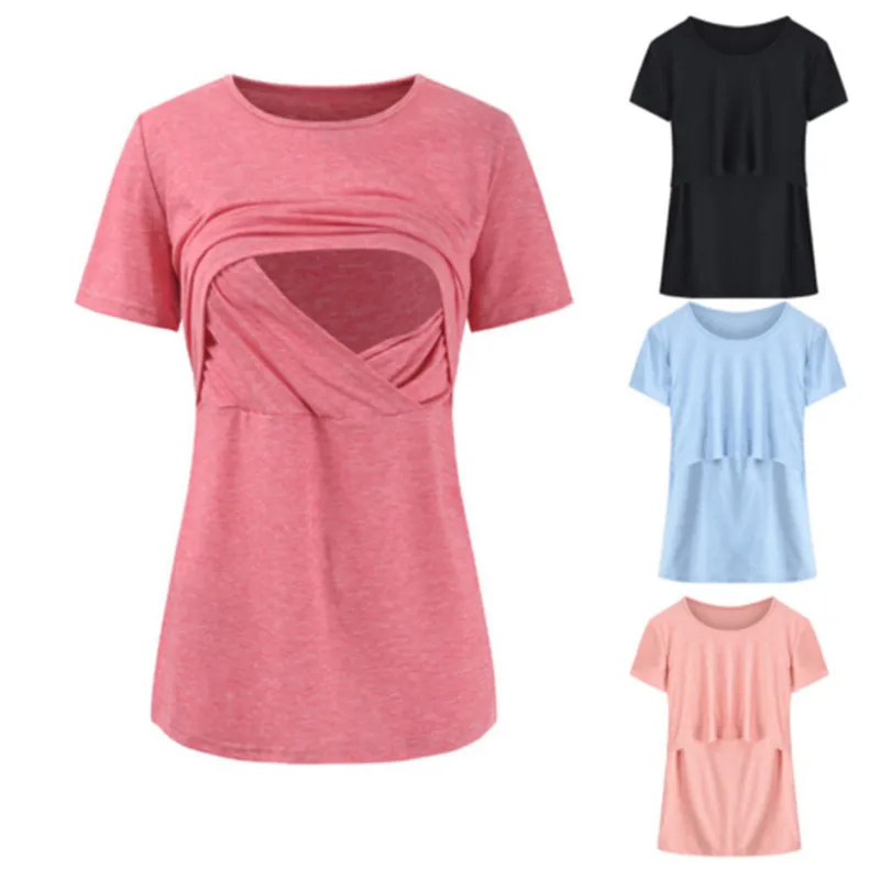 Беременная женщина медсестра рубашка с коротким рукавом комфорт круглый вырез