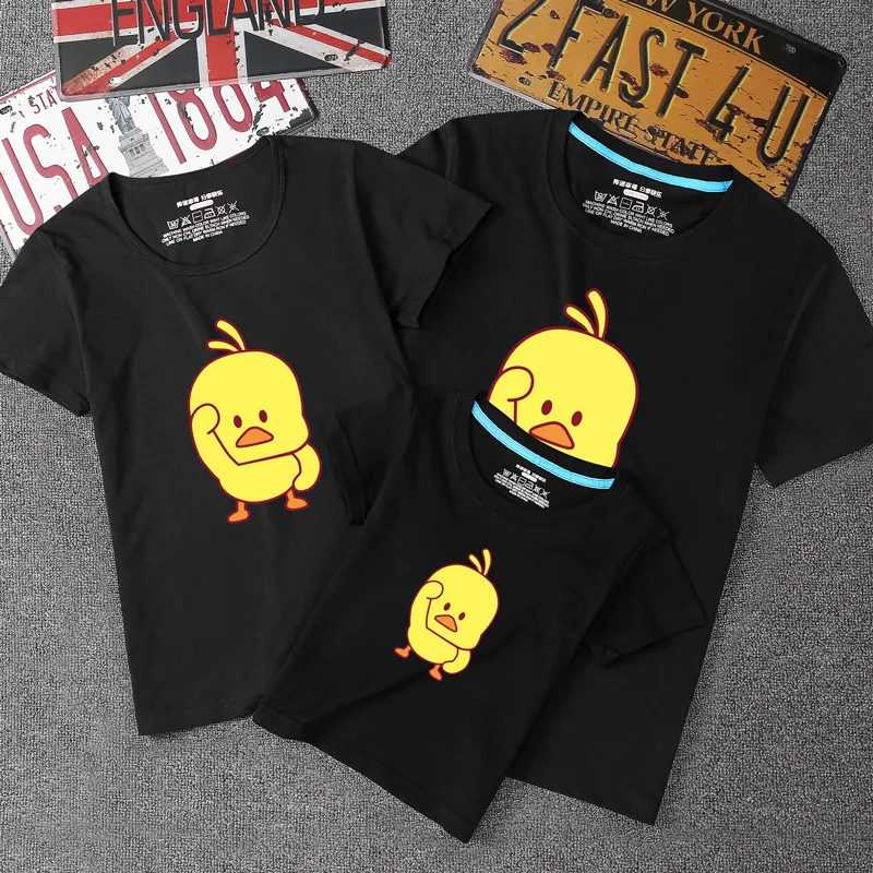 Повседневная футболка с принтом утки для всей семьи модная Одинаковая одежда