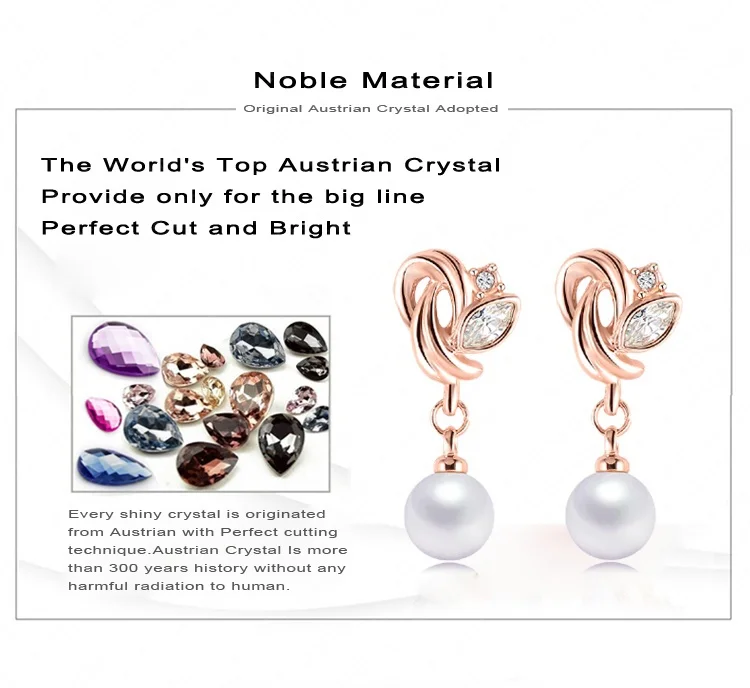 LZESHINE 2016 Модные украшения Серьги с жемчугом розового золота Цвет элемент SWA