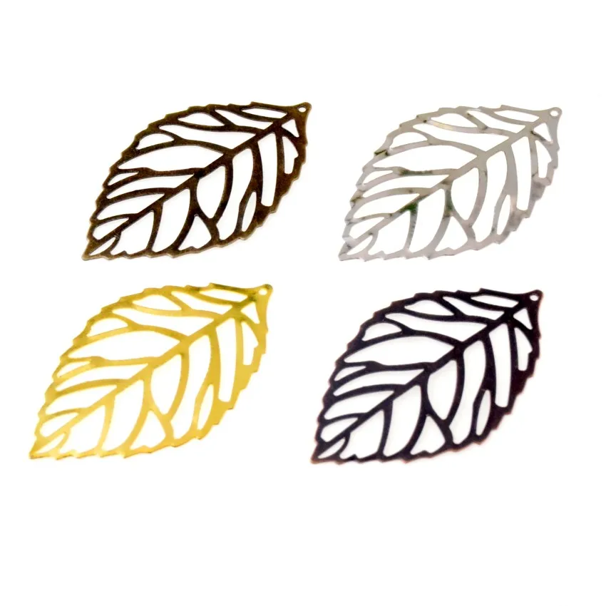 

Free shipping 40Pcs Filigree Leaf Metal Crafts Decoration DIY Findings 54x32mm