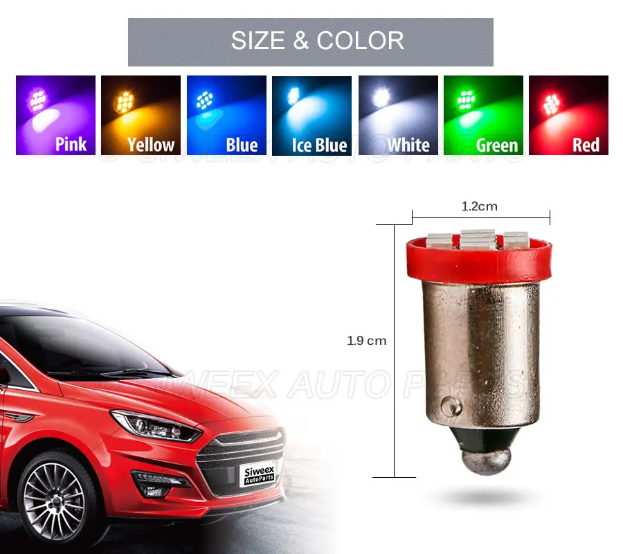 4Pcs T4W BA9S Auto LED Lights 8 1206 3020 SMD Car Interior Dome Festoon Reading Door License Plate Lamp DC 12V Side Marker Bulbs |