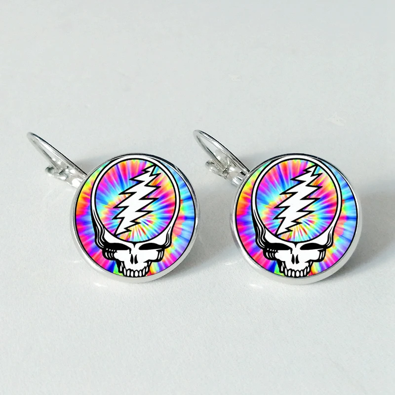 Grateful Dead band серьги выпуклые купольные стеклянные для любителей музыки аксессуары