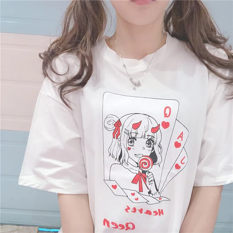 Neploe женская футболка с коротким рукавом Harajuku Janpanese Футболка с принтом для девочек Топ Повседневная Уличная одежда женские футболки 52535