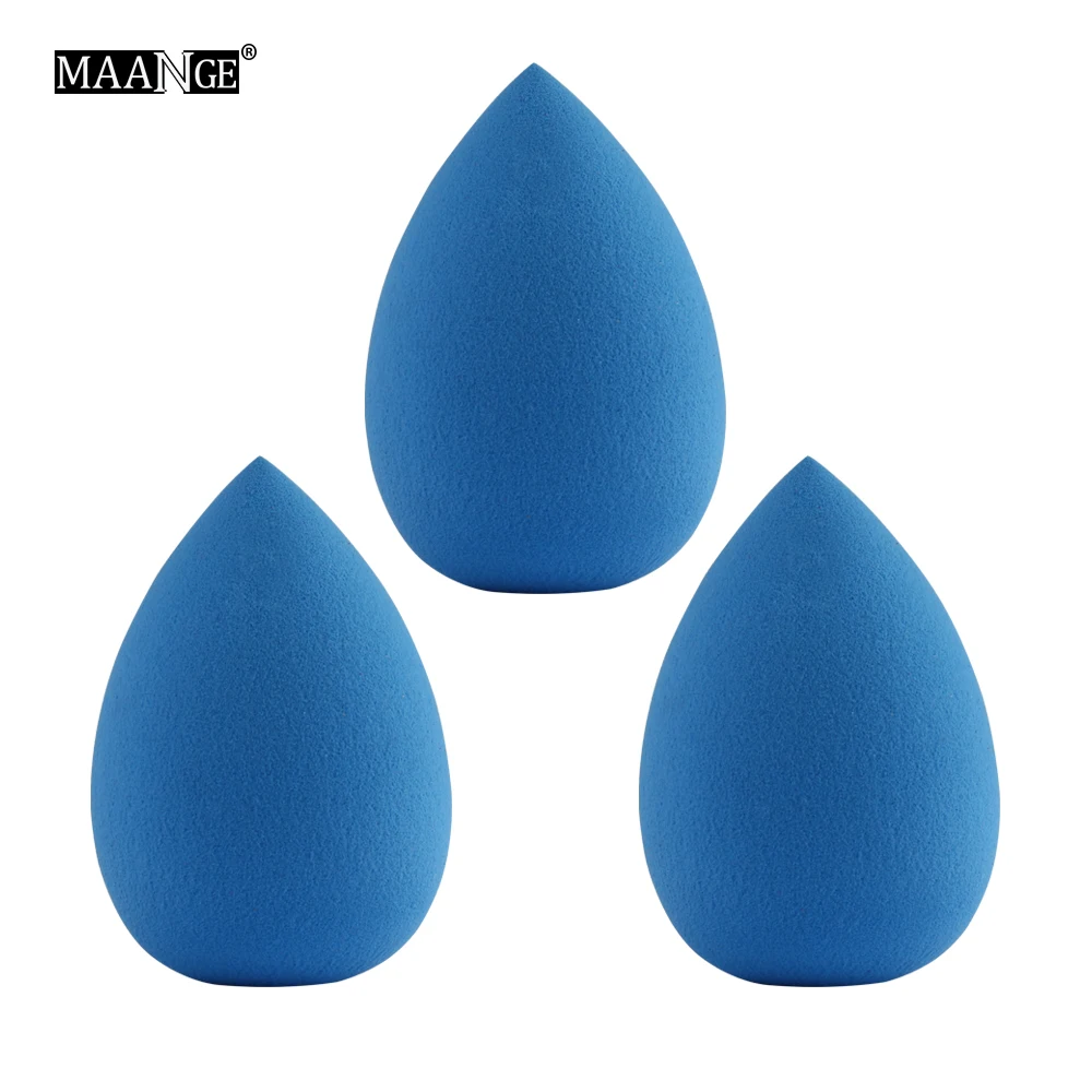 3pcs-Blue MAANGE 1/2/3/4 шт макияж Губка Pro тональный крем косметический слойка порошка гладкая мягкая косметический спонж для макияжа, Красота Инструменты подарки - Цвет: 3pcs-Blue