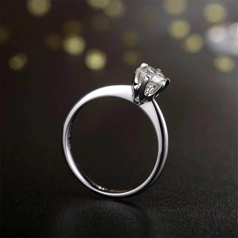 YHAMNI кольцо из белого золота с Золотое кольцо 18krgp штамп 6 мм 1 карат SONA CZ Diamant Для женщин Обручение кольцо JR018
