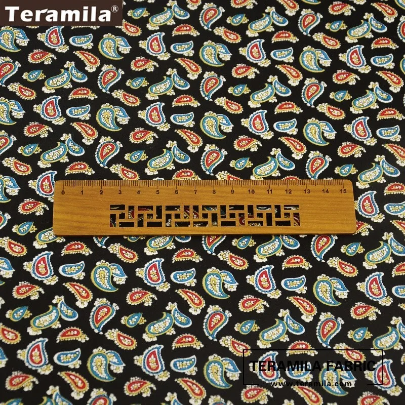 Teramila хлопок поплин Ткань черный печатных мультфильм Дизайн DIY Детская одежда Жир
