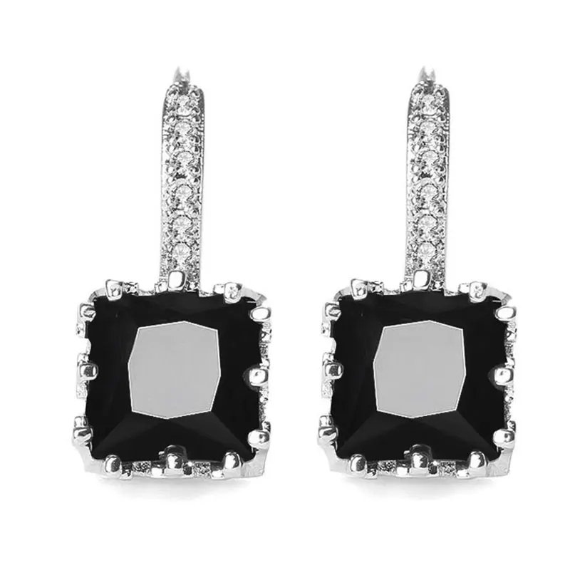 QCOOLJLY новейшие серьги чудесные глянцевые 9 цветов s Bling Квадратные CZ AAA фианиты