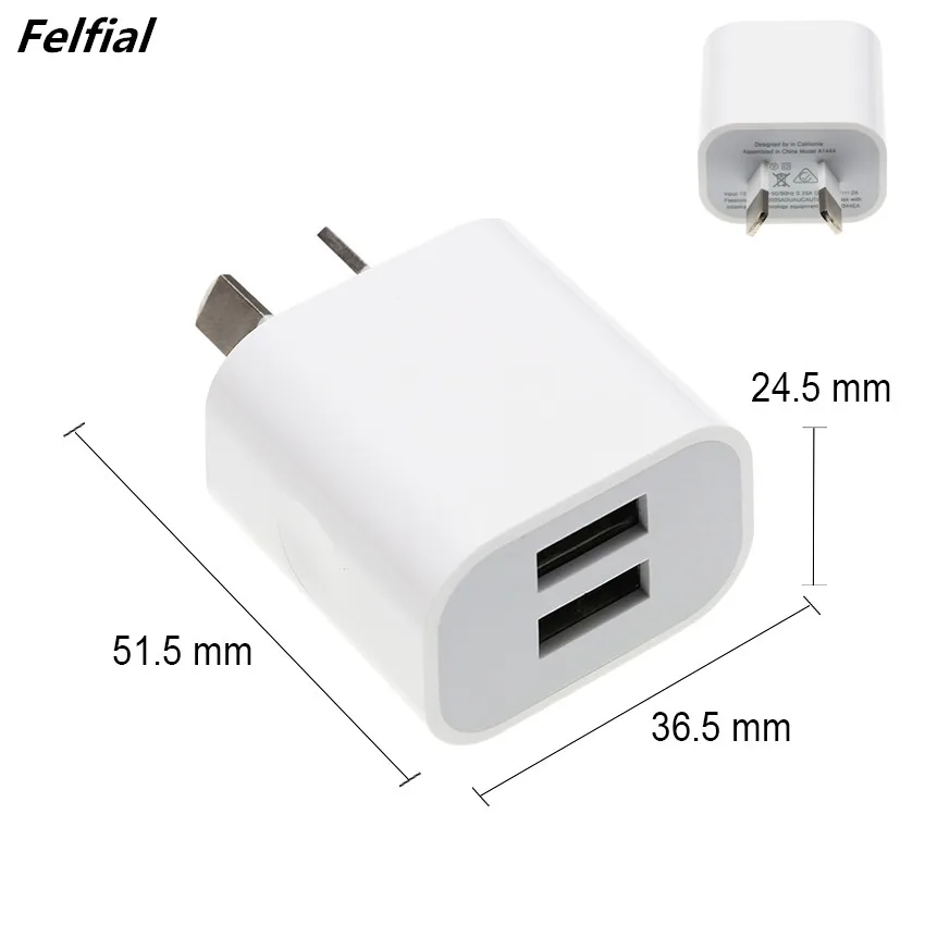 

AU Plug 2 Ports Multiple Wall USB Charger 2A Smart USB Power Adapter Mobile Phone Tablet Charging Device for Apples iPhone iPad