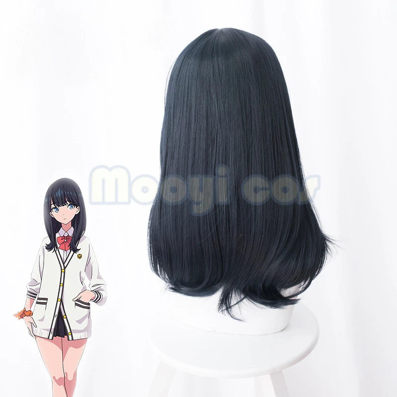 SSSS.GRIDMAN Takarada Rikka Ink-blue Cosplay Wig Shinjo Akane Purple Gradient White Anime Short Straight Synthetic Hair |