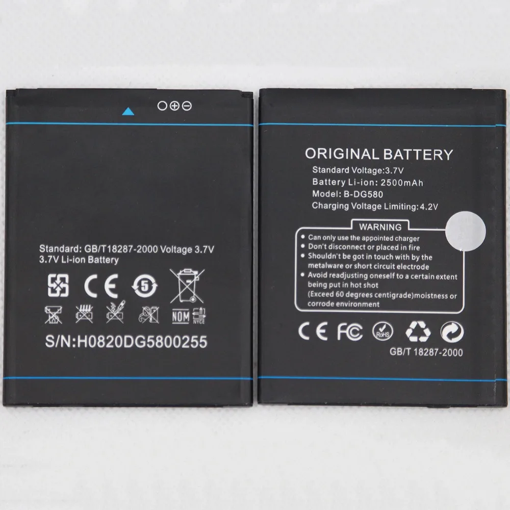 Сменный аккумулятор ISUNOO мобильный телефон, 2 шт./лот, B-DG580, Для Doogee Kissme DG580, 2500 мА · ч, с подарком