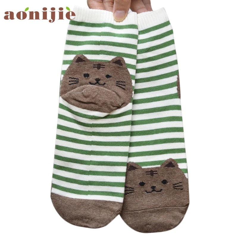 2017 женские теплые хлопковые длинные носки с милым рисунком кота для девушек
