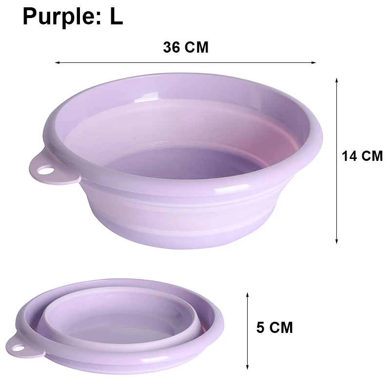 Purple L Экологичное портативное складное ведро, складное ведро для бассейна, туристическое, для путешествий, для рыбалки, кемпинга, ведро для мойки автомобилей, 4 размера - Цвет: Purple L