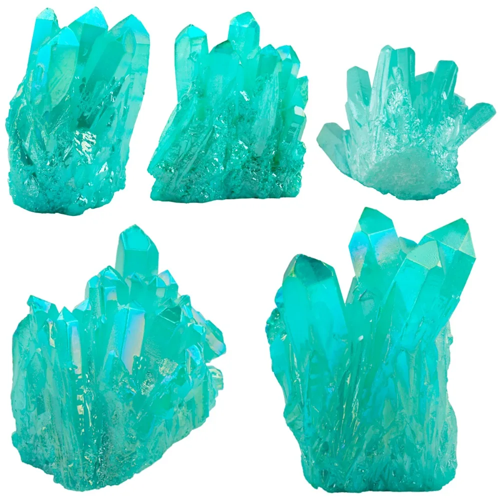 TUMBEELLUWA натуральный Титан с покрытием кварцевый кристалл кластер Drusy Geode пламя