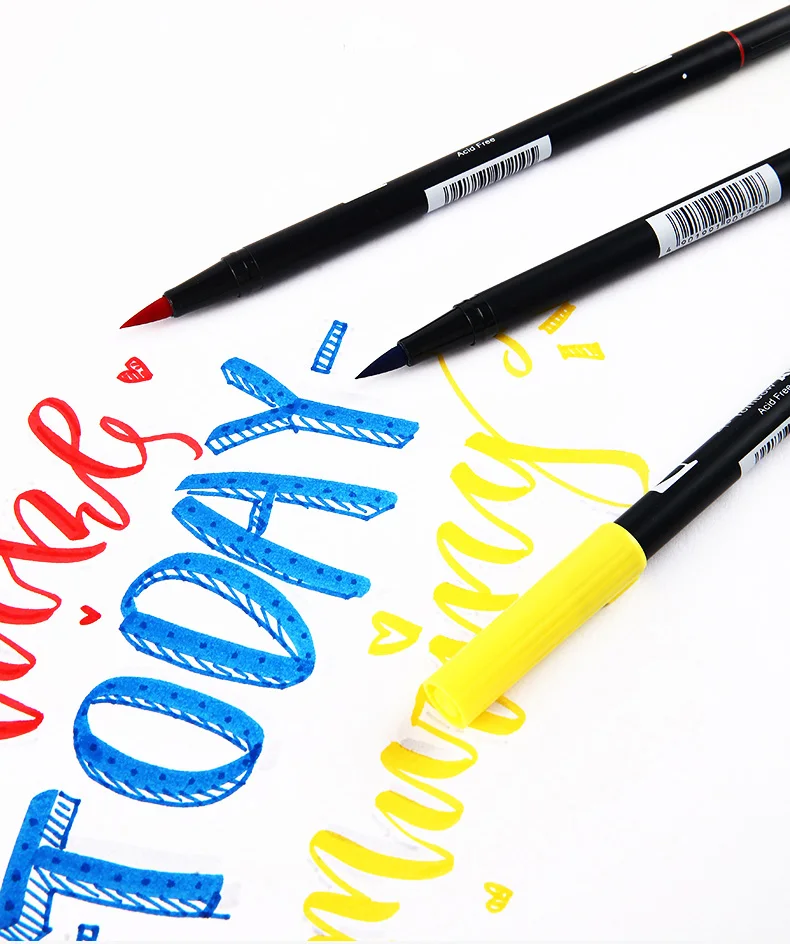 TOMBOW, двойная кисть, ручка, 96 цветов, двойная головка, художественные маркеры, акварельная основа, моющийся мягкий наконечник для рисования, письма, набросков, ABT