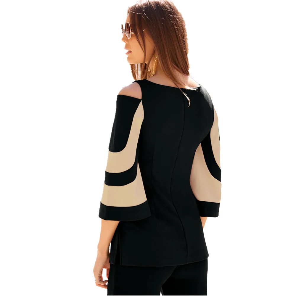 VITIANA Women Black Striped 3/4 Batwing Sleeve Elegant Summer Tops Tee Female 2018 Spring Off Shoulder T Shirt Ladies Clothing|off shoulder t shirt|t