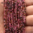 Бесплатная доставка, 2 мм Круглые граненые смешанные турмалиновые камни, натуральный камень, маленькие бусины, нитка 15 дюймов