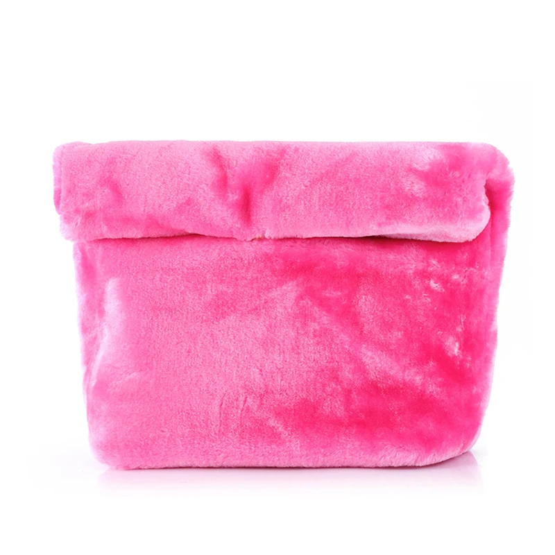 Женские сумки из искусственного меха модные повседневные клатчи в рулоне зимняя