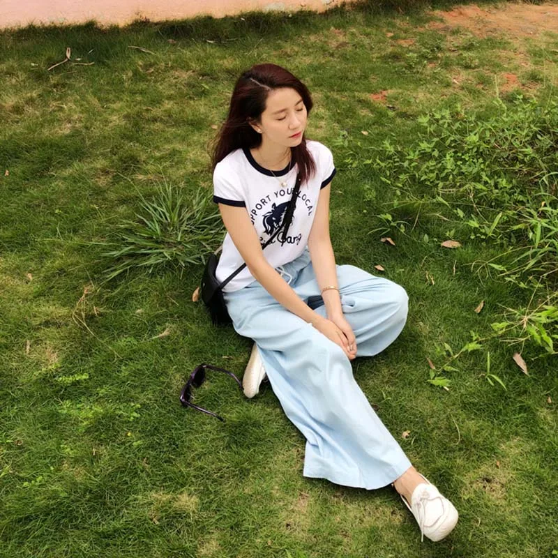 Женская футболка в стиле Харадзюку летняя повседневная хлопковая Футболка с