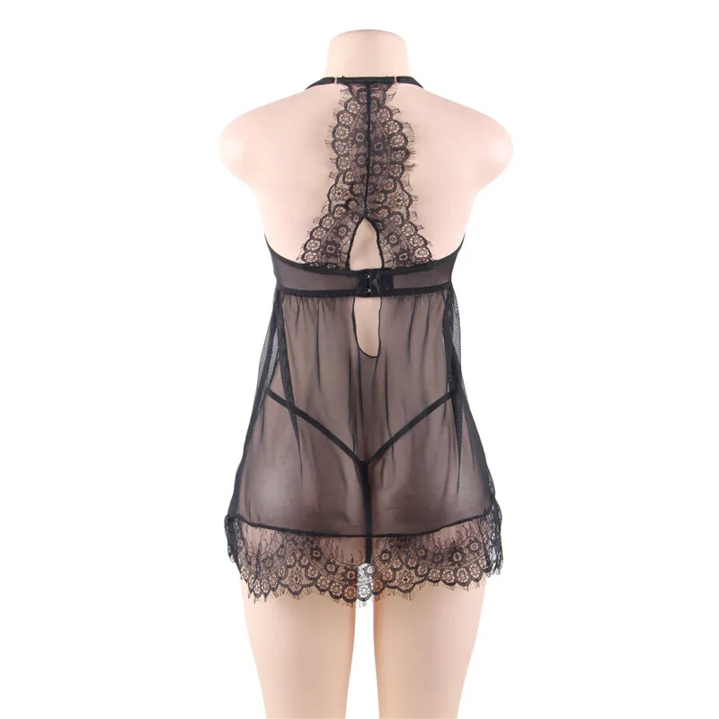 

Comeondear Lace Chemise Sexy Femme Transparent Halter Sexi Lingerie Porno Plus Size Underwear Women Erotic Dress RB80636P
